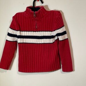 Standard Blues Boy 2T cotton sweater quarter zip Red white blue stripe in middle